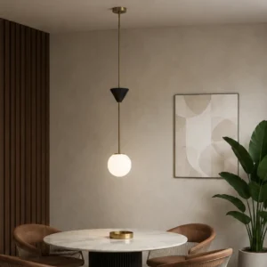 ANTIQUE BRASS BLACK CONE GLASS PENDANT LIGHT