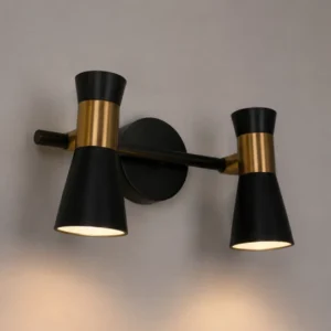 ANTIQUE BRASS & BLACK DOUBLE WALL SPOT LIGHT