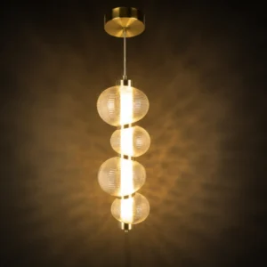 ANTIQUE BRASS STACKED GLASS GLOBE PENDANT LIGHT