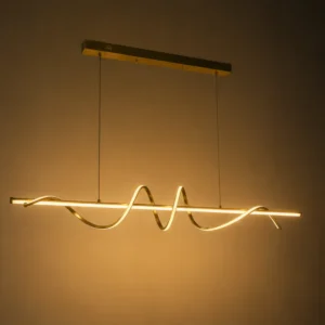 ANTIQUE BRASS WAVY LINEAR LED PENDANT LIGHT