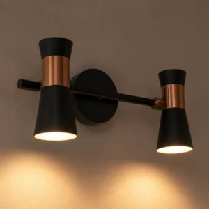 ANTIQUE COPPER & BLACK DOUBLE WALL SPOT LIGHT