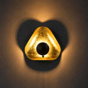BLACK AND GOLD FOIL TRIANGULAR LED WALL LIGHT