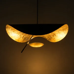 BLACK AND GOLD SCULPTURAL WAVE PENDANT LIGHT