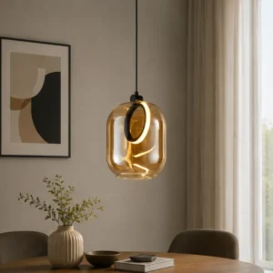 BLACK GLASS SILICONE RING LED PENDANT LIGHT