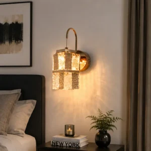 FRENCH GOLD CRYSTAL PANEL LED WALL LIGHT
