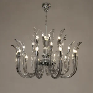 MODERN CHROME GLASS CHANDELIER