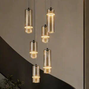 MODERN CYLINDER GLASS CLUSTER PENDANT LIGHT
