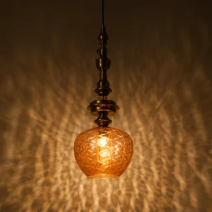 ROSE GOLD AMBER GLASS ORNAMENTAL PENDANT LIGHT