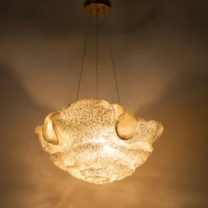 SCULPTURAL STAINLESS STEEL FLORAL PENDANT LIGHT