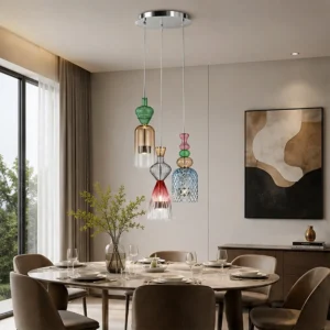 INFINI MIXED GLASS TRIPLE CASCADING PENDANT LIGHT