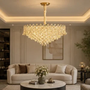 IVORY GOLD CRYSTAL HANGING LIGHT