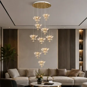LOTUS CASCADING CRYSTAL LED CHANDELIER