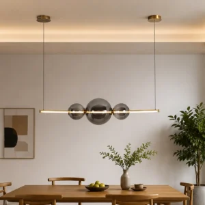 MODERN GLASS BALL LINEAR LED PENDANT LIGHT