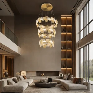 TRIPLE RING CRYSTAL CASCADE PENDANT LIGHT